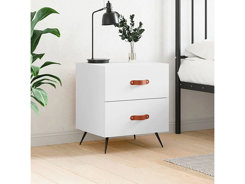 Comodino bianco 40x35x47,5 cm in legno ingegnerizzato