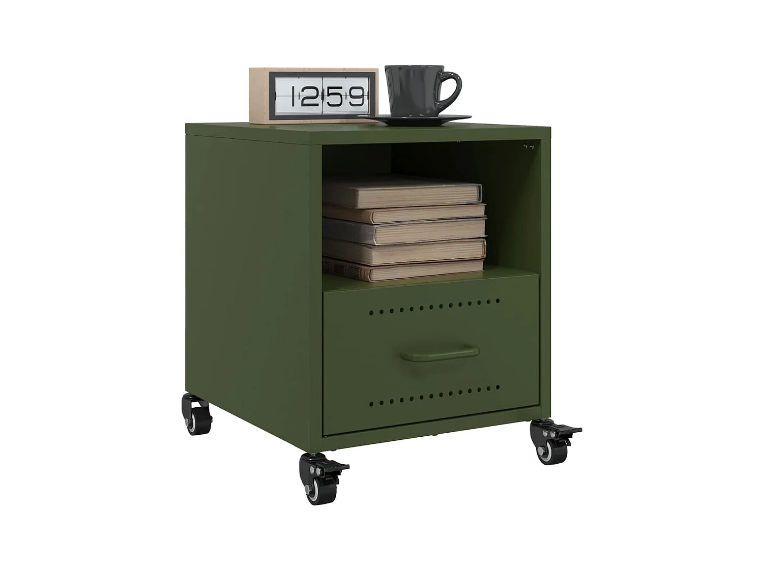 Tables de chevet 2 pcs vert olive 36x39x43,5 cm acier