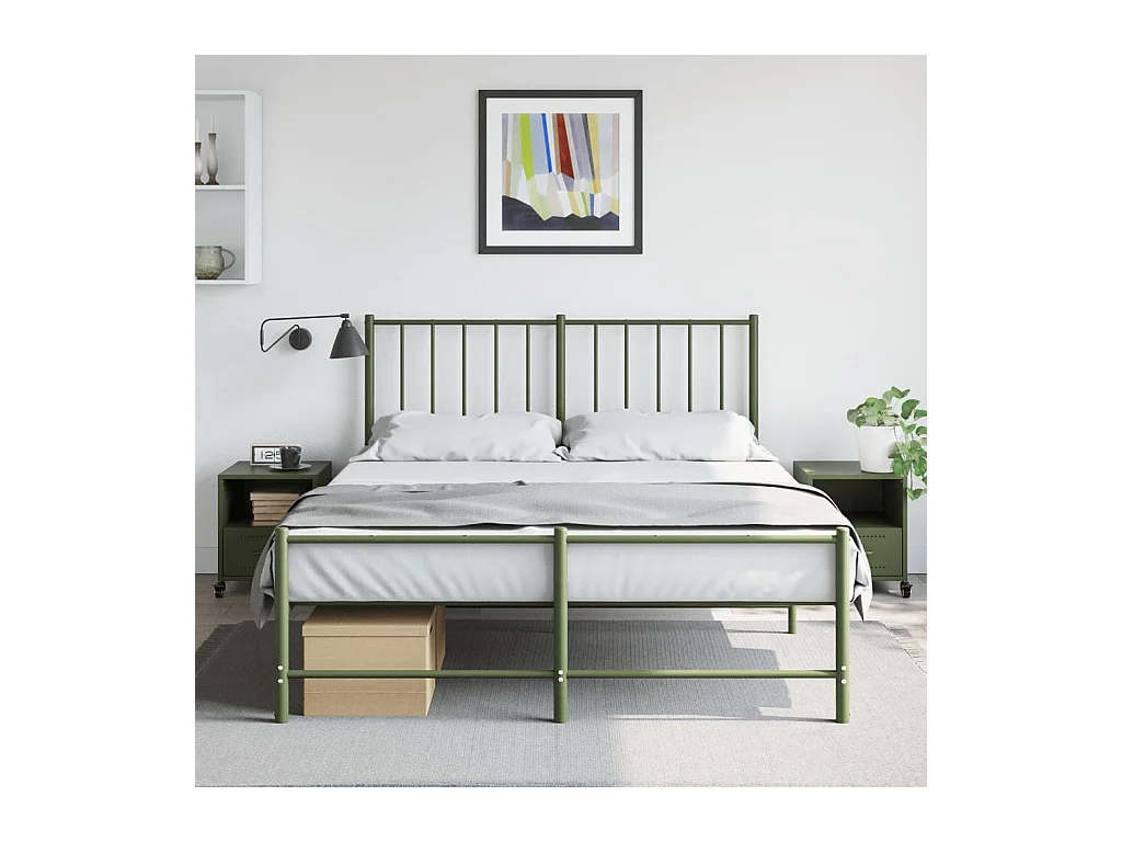 Tables de chevet 2 pcs vert olive 36x39x43,5 cm acier