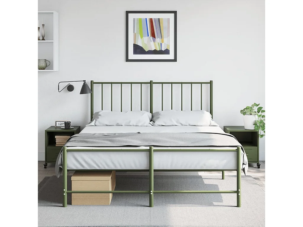 Tables de chevet 2 pcs vert olive 36x39x43,5 cm acier