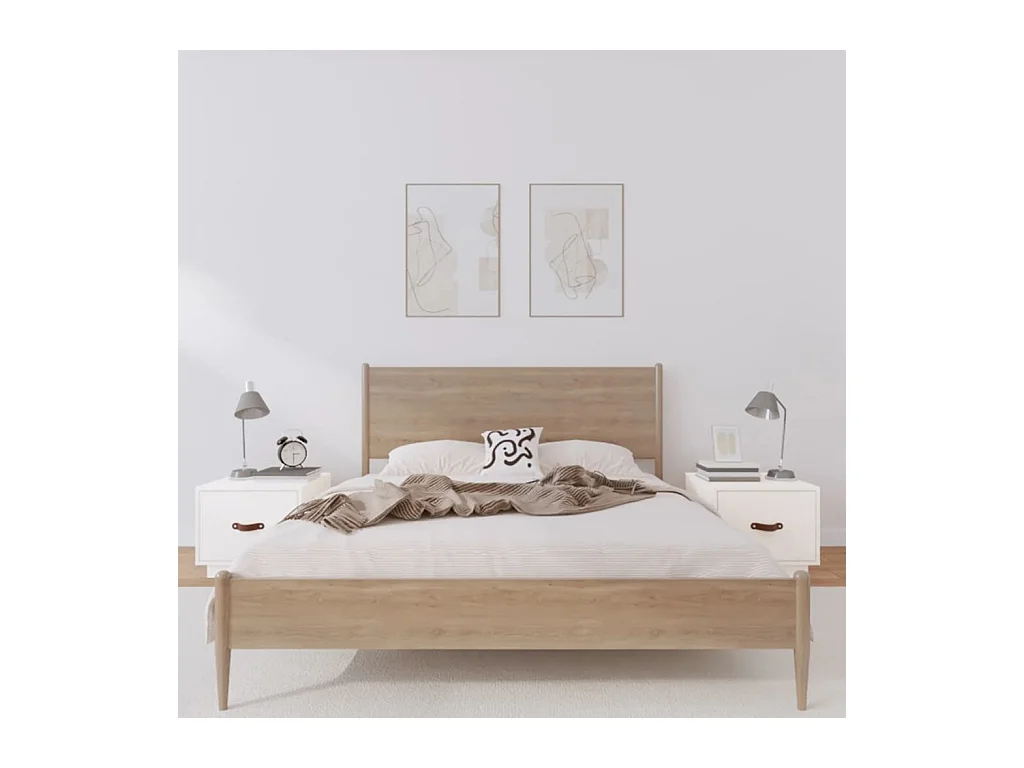 Tables de chevet 2 pcs Blanc 40x34x35 cm Bois de pin massif