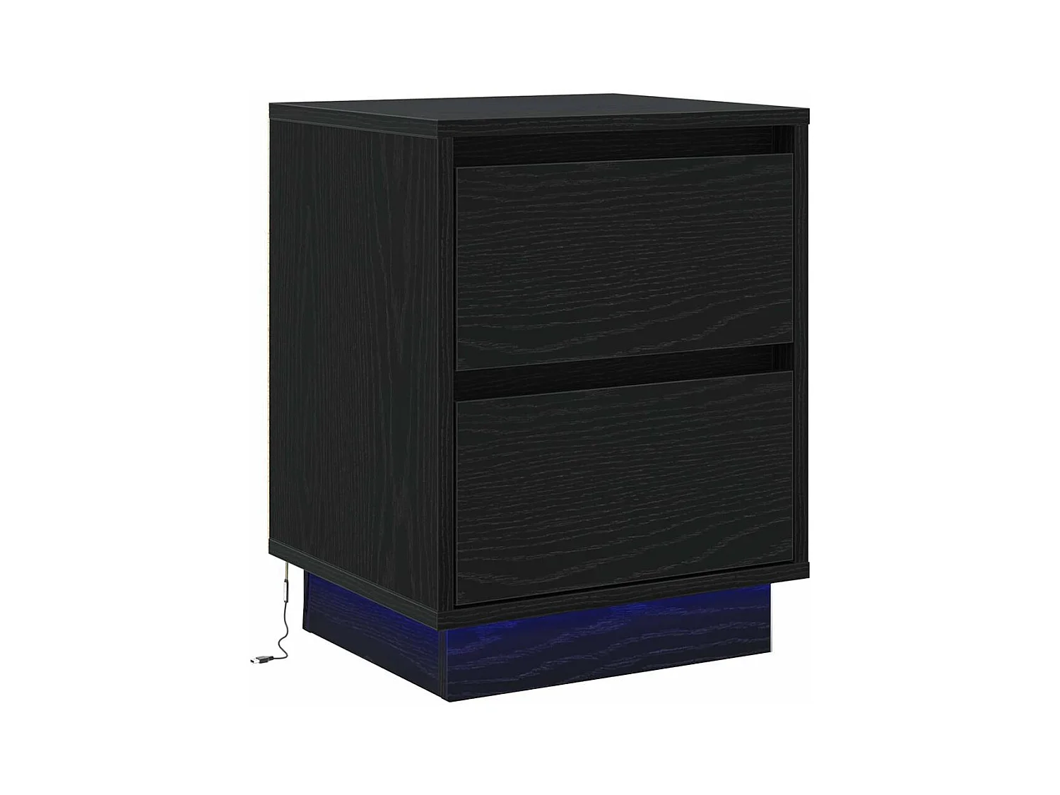 Table de chevet avec lumières LED noire 39x34.5x50 cm