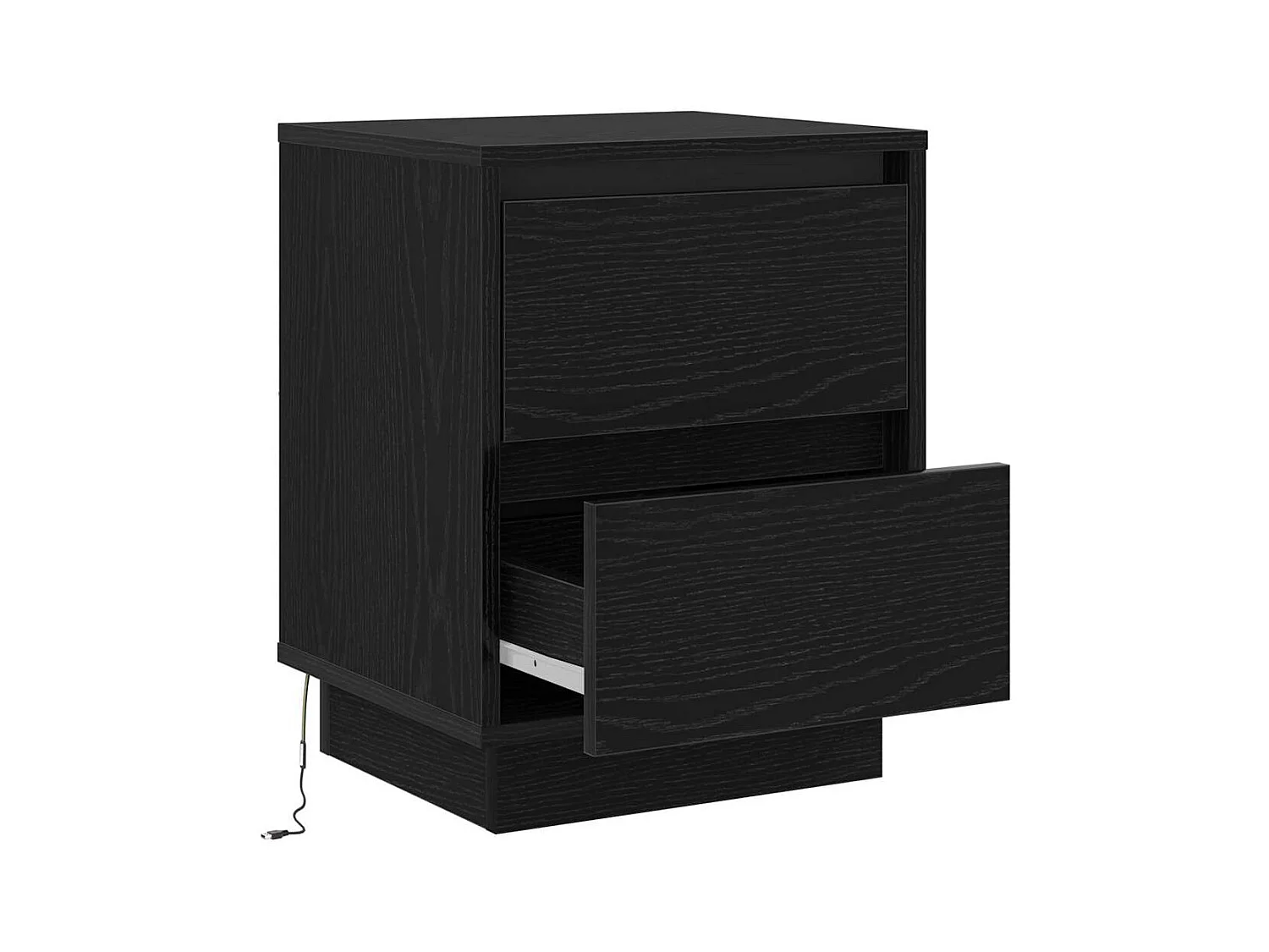 Table de chevet avec lumières LED noire 39x34.5x50 cm