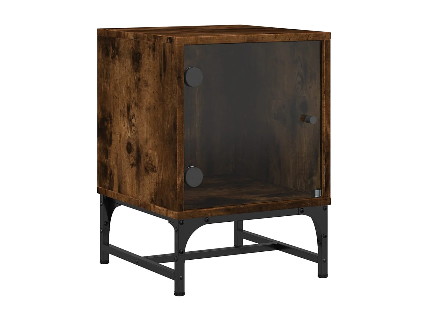 Tables de chevet et portes vitrées 2 pcs chêne fumé 35x37x50 cm