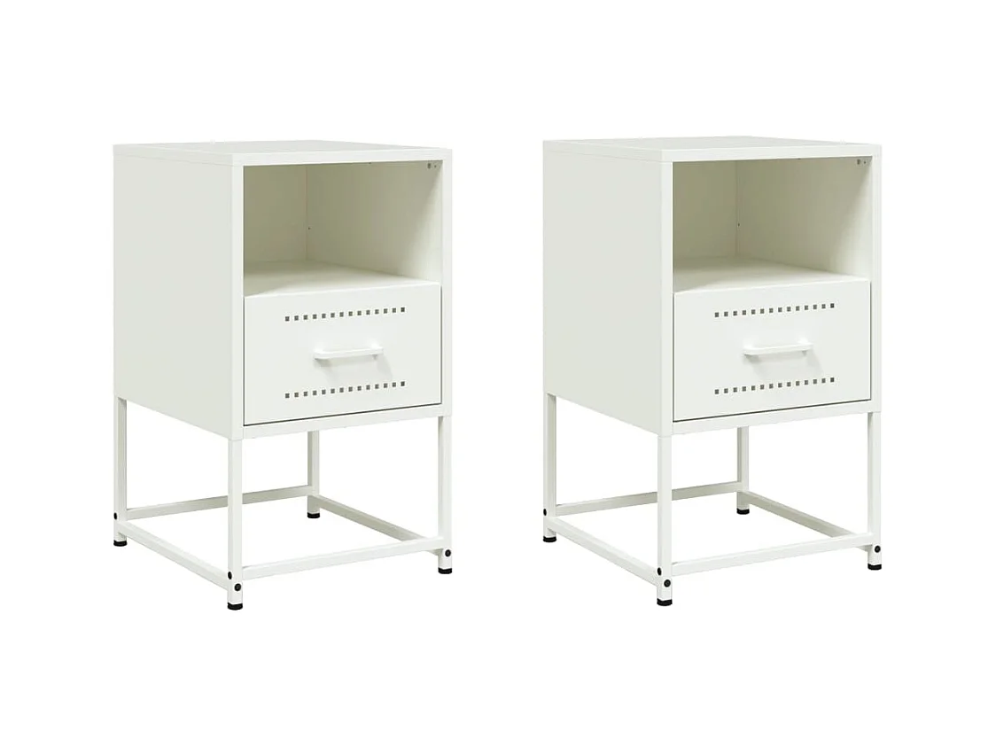 Tables de chevet 2 pcs blanc 36x39x60,5 cm acier