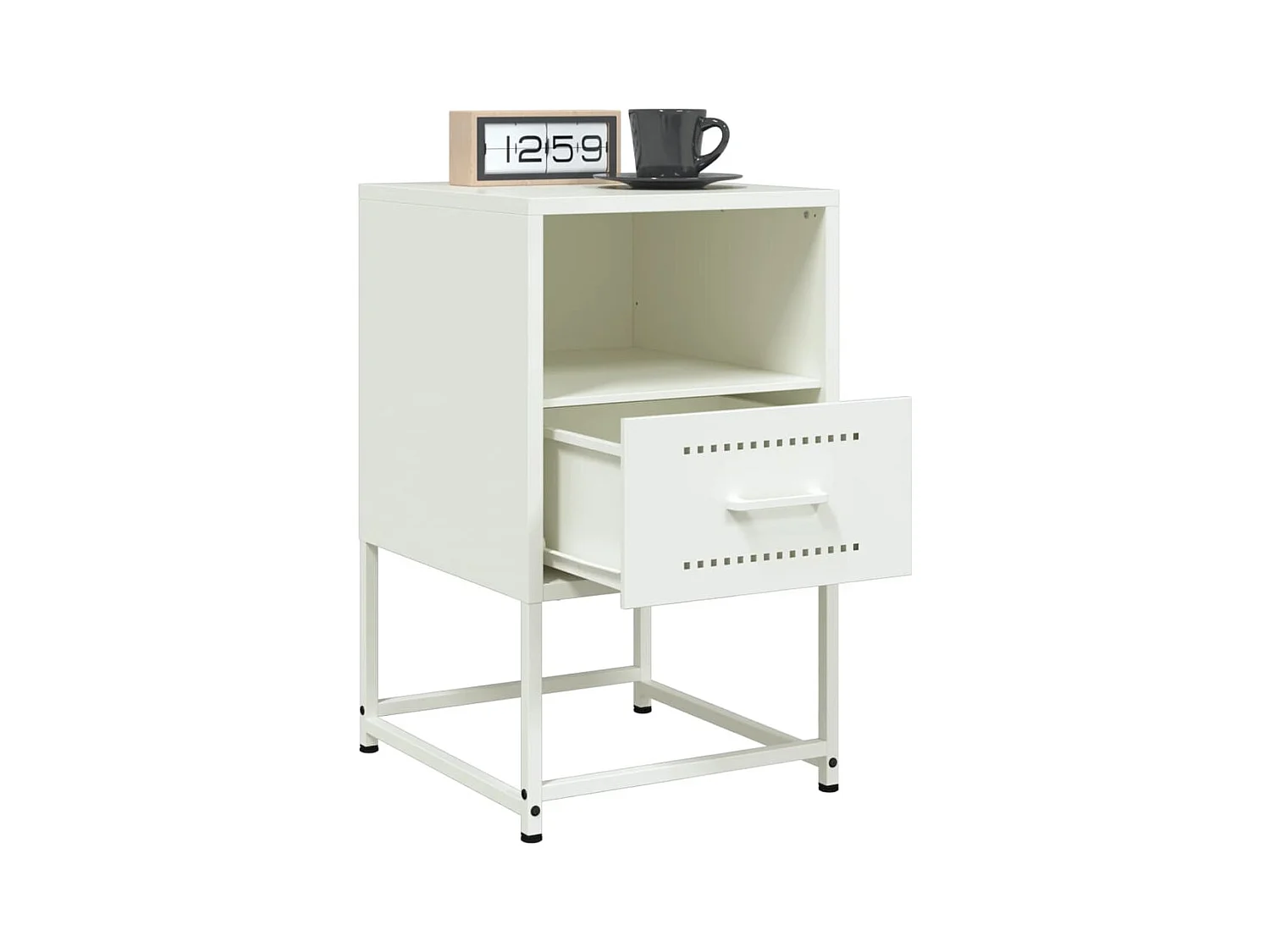 Tables de chevet 2 pcs blanc 36x39x60,5 cm acier