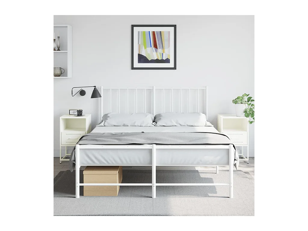 Tables de chevet 2 pcs blanc 36x39x60,5 cm acier