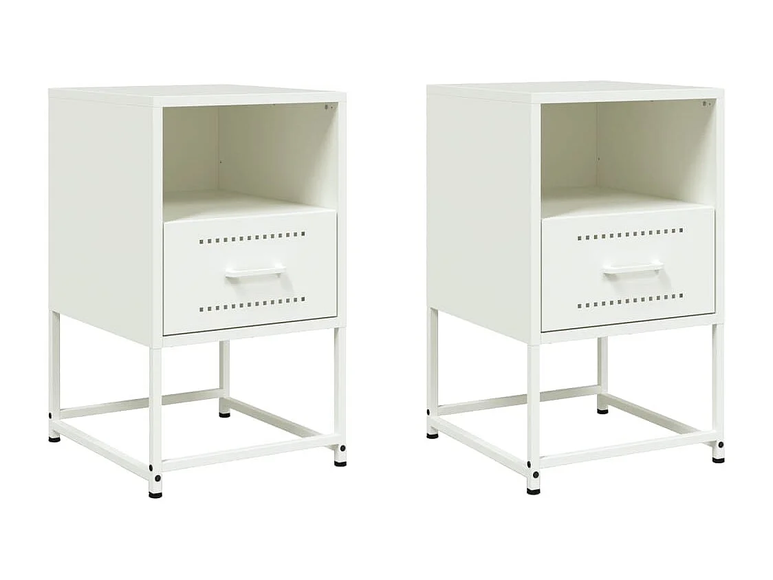 Tables de chevet 2 pcs blanc 36x39x60,5 cm acier