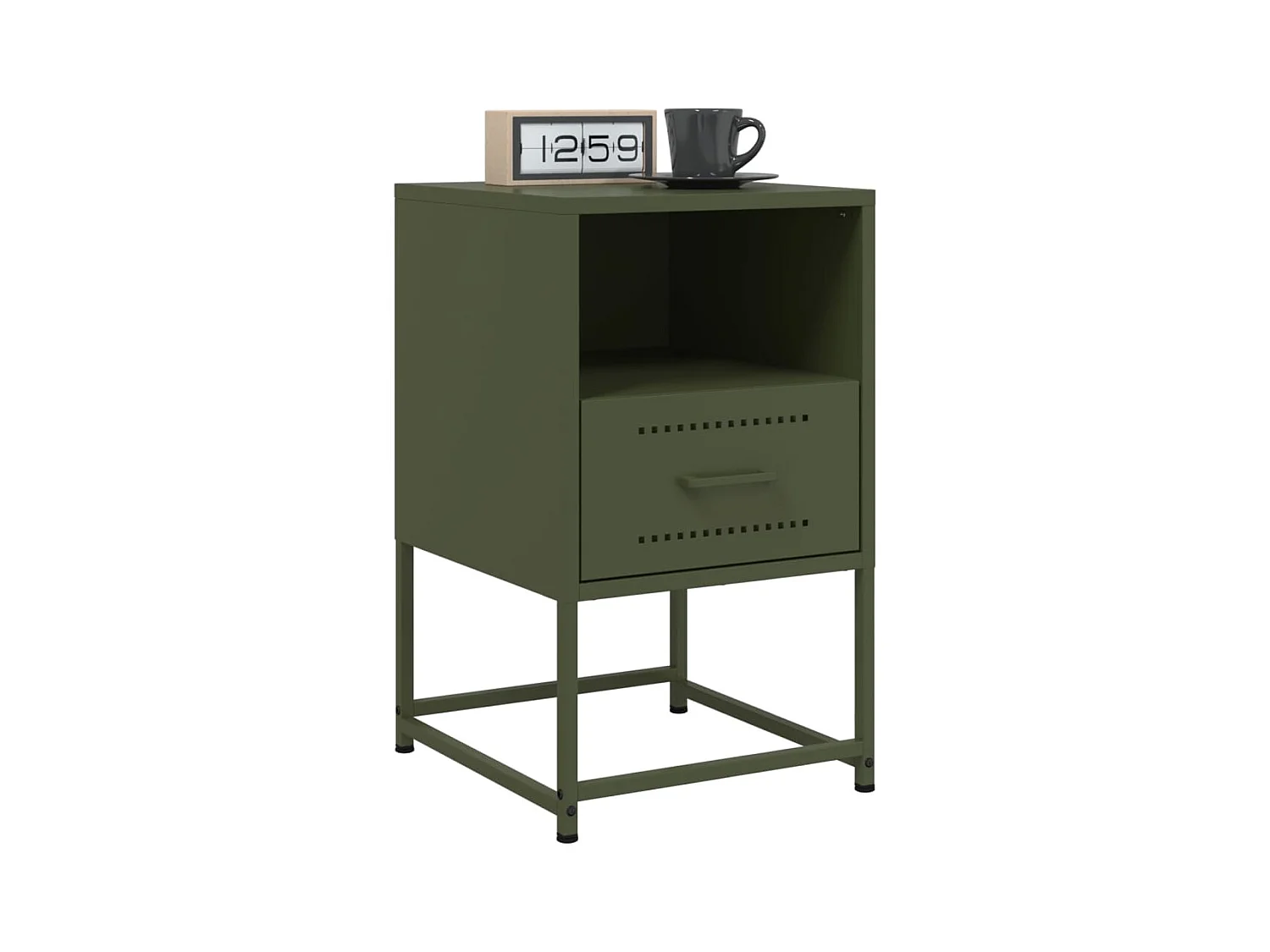 Tables de chevet 2 pcs vert olive 36x39x60,5 cm acier