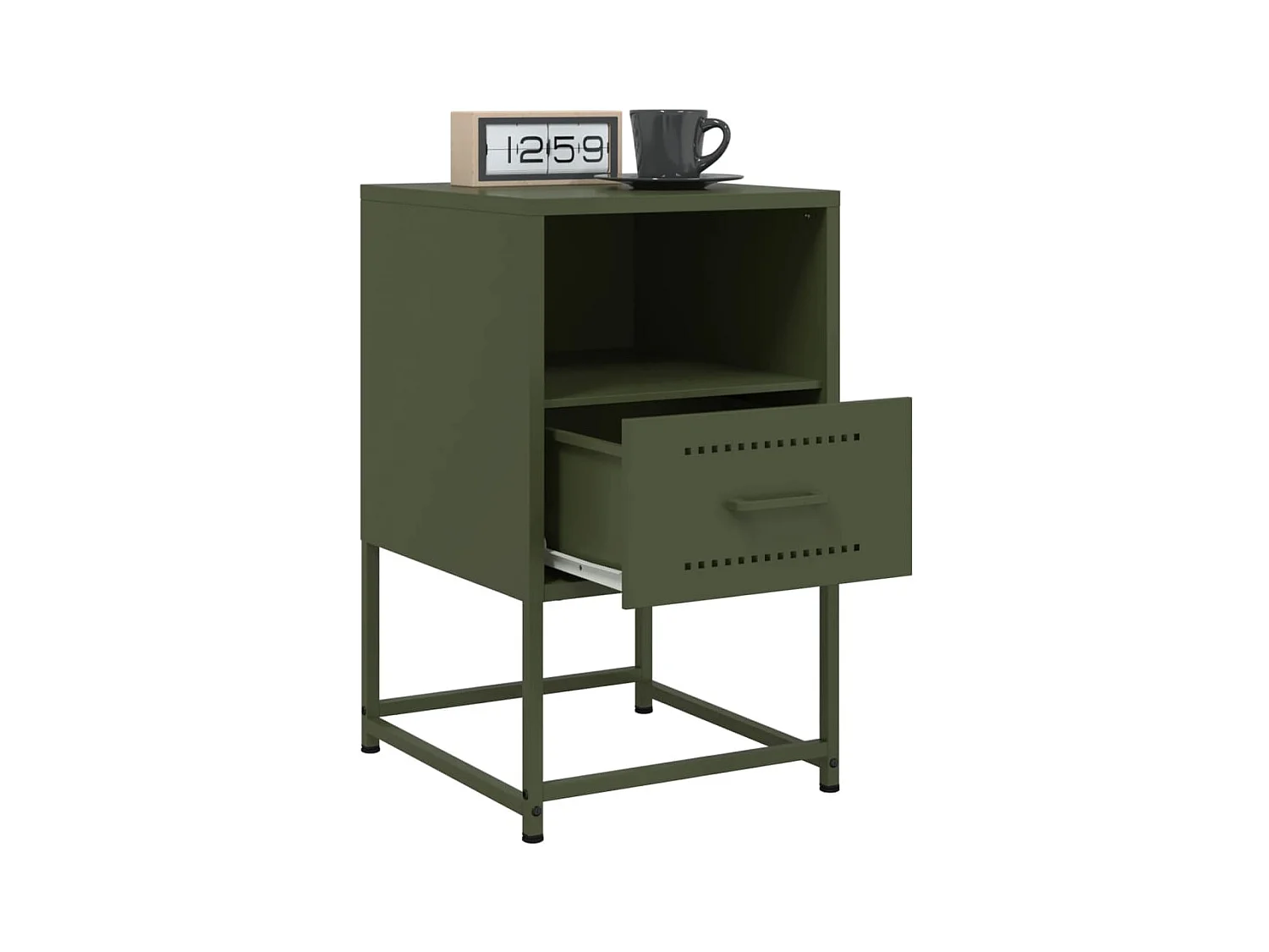 Tables de chevet 2 pcs vert olive 36x39x60,5 cm acier