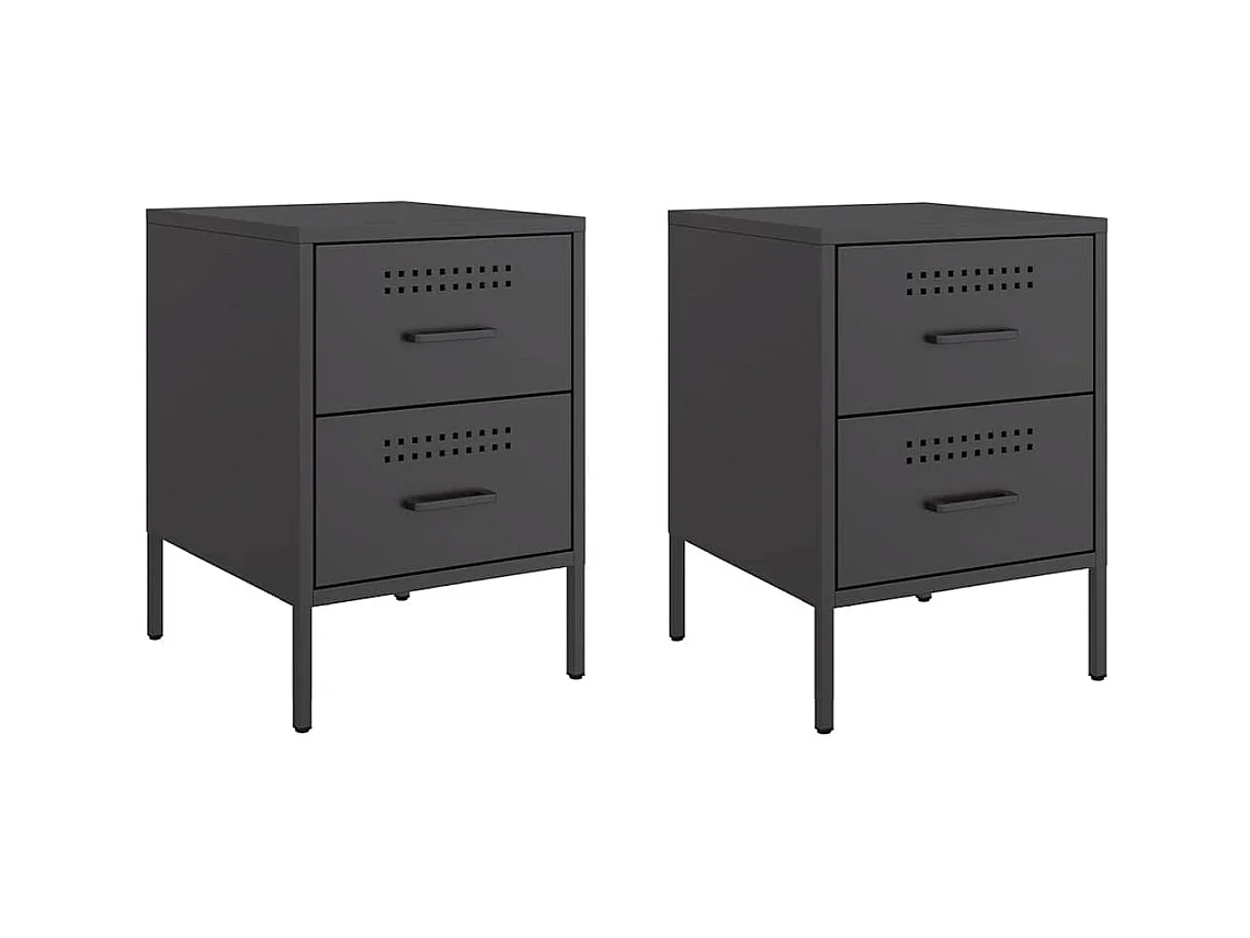 Tables de chevet 2 pcs noir 36x39x50,5 cm acier