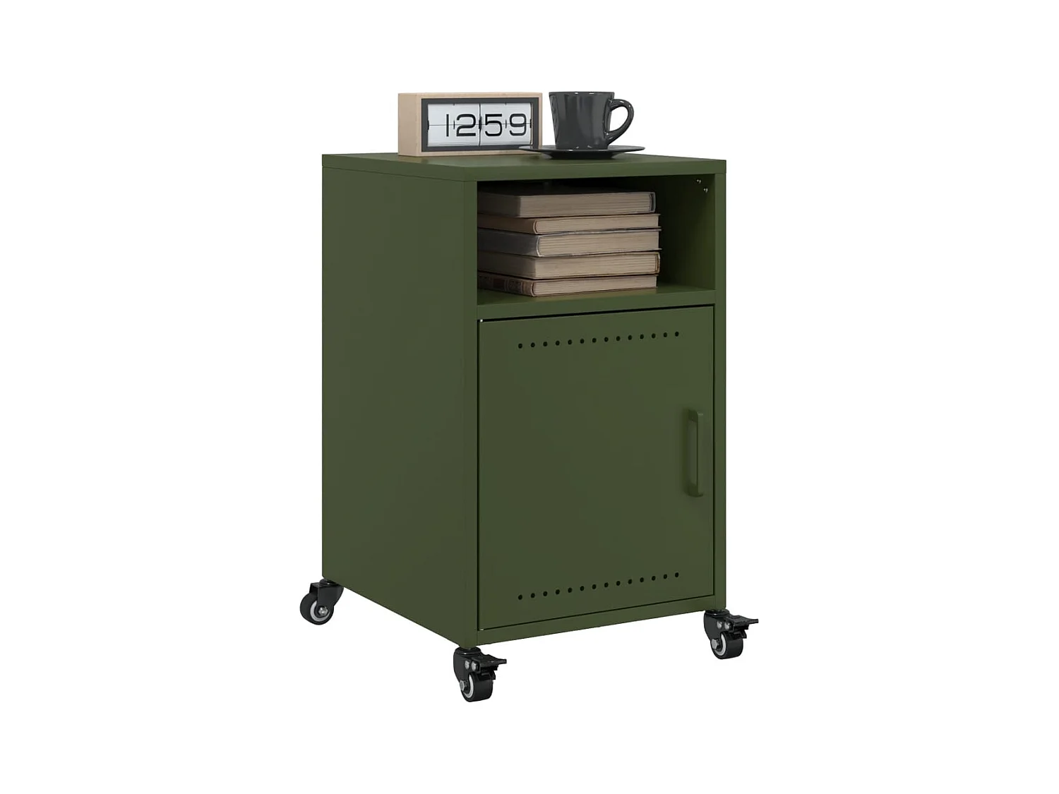 Tables de chevet 2 pcs vert olive 36x39x59 cm acier