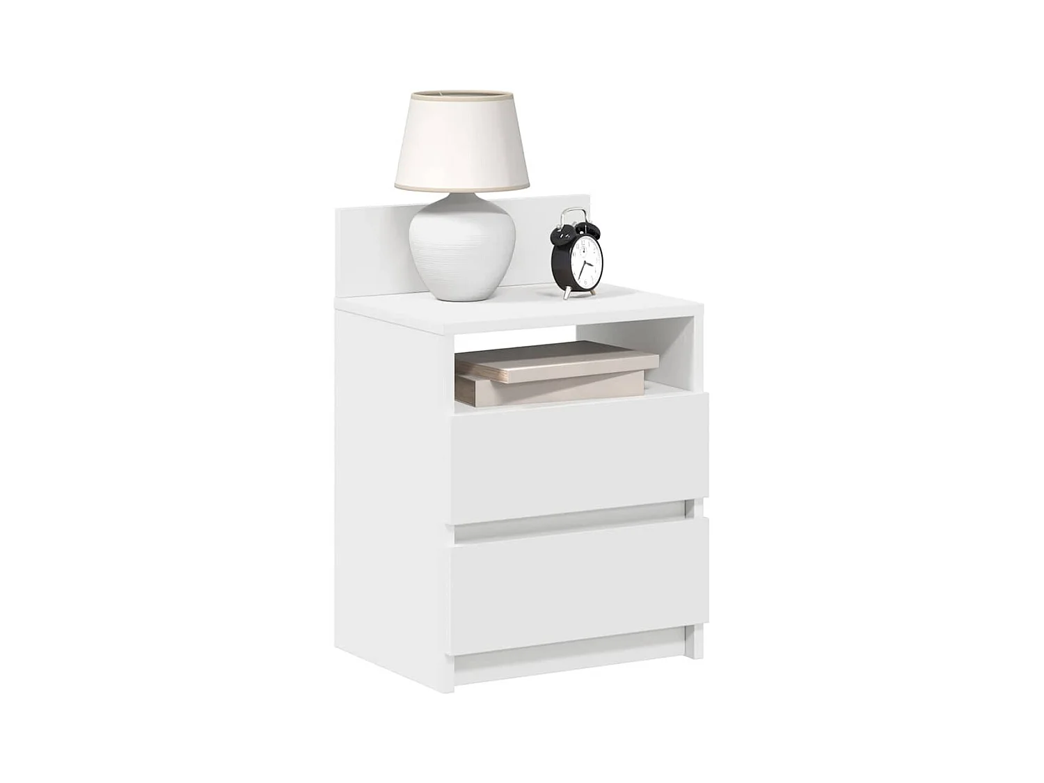 Table de chevet avec 2 tiroirs blanc 40x33x60 cm