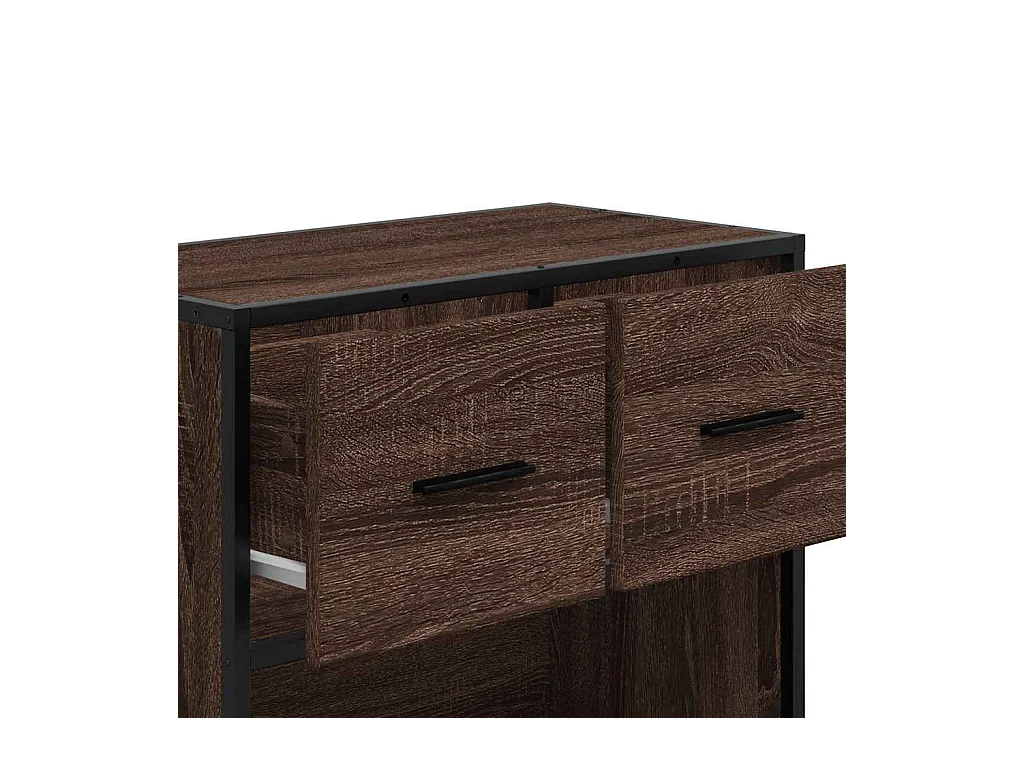 Nachttisch braune Eiche 60x31x60 cm Holzwerkstoff Metall