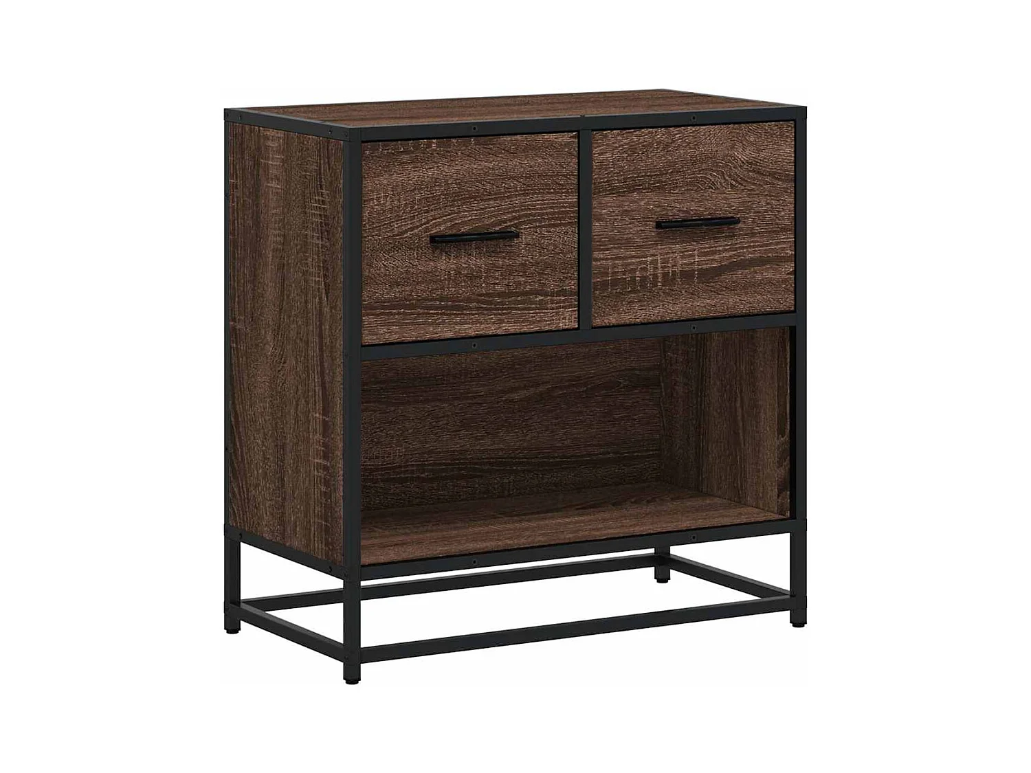 Table de chevet chêne marron 60x31x60 cm bois ingénierie métal