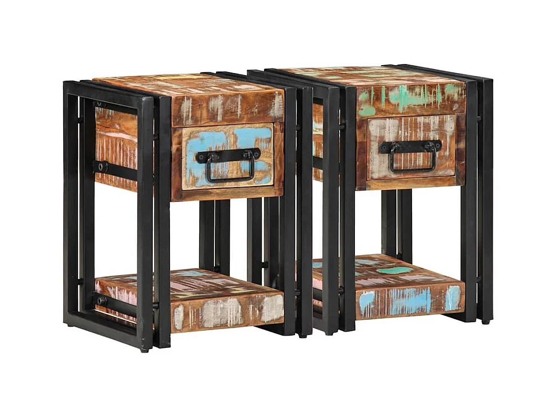 Tables de nuit 2 pcs 40x40x40 cm Bois massif recyclé