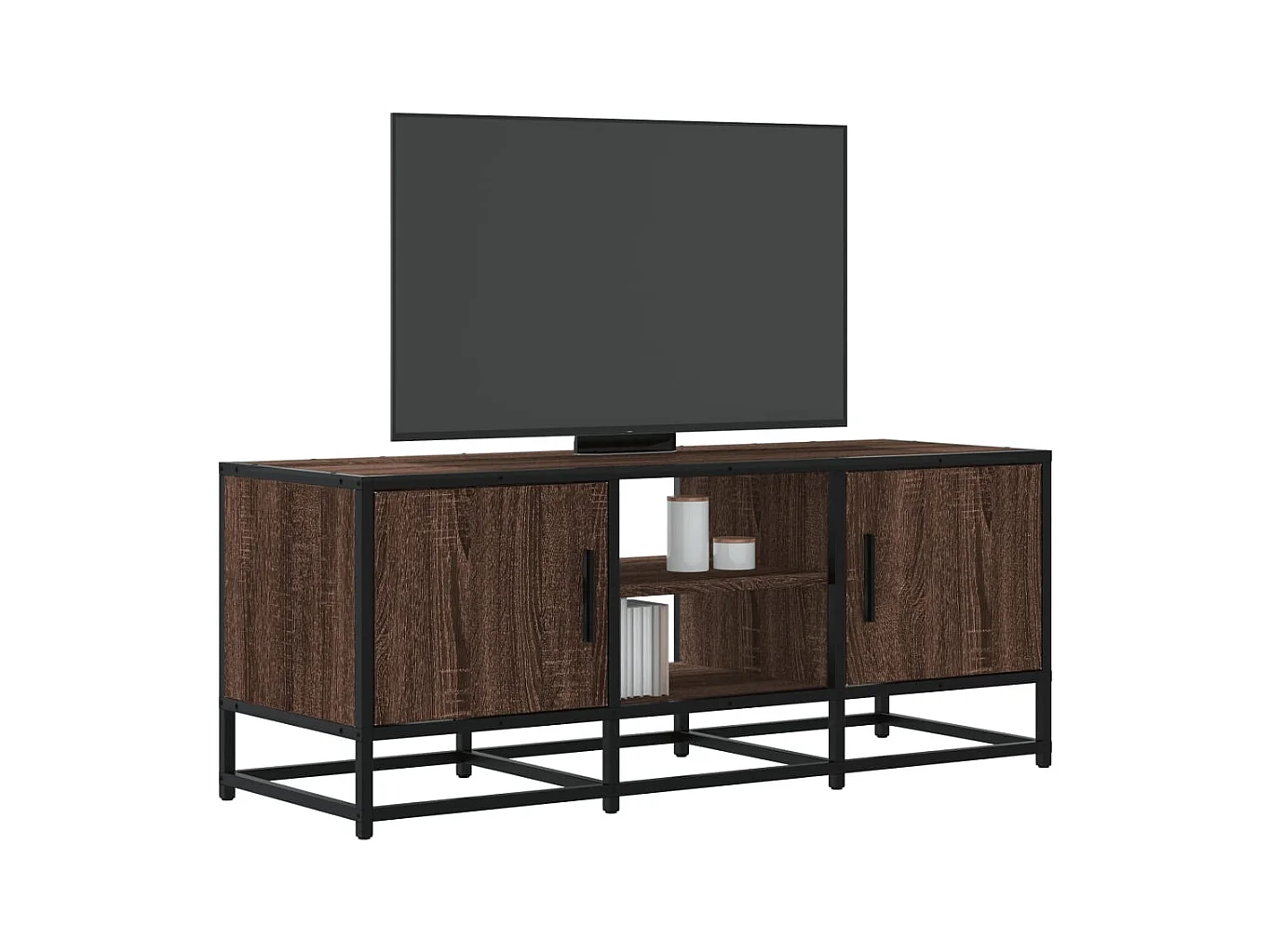 Meuble TV chêne marron 100x35x41 cm bois d'ingénierie et métal