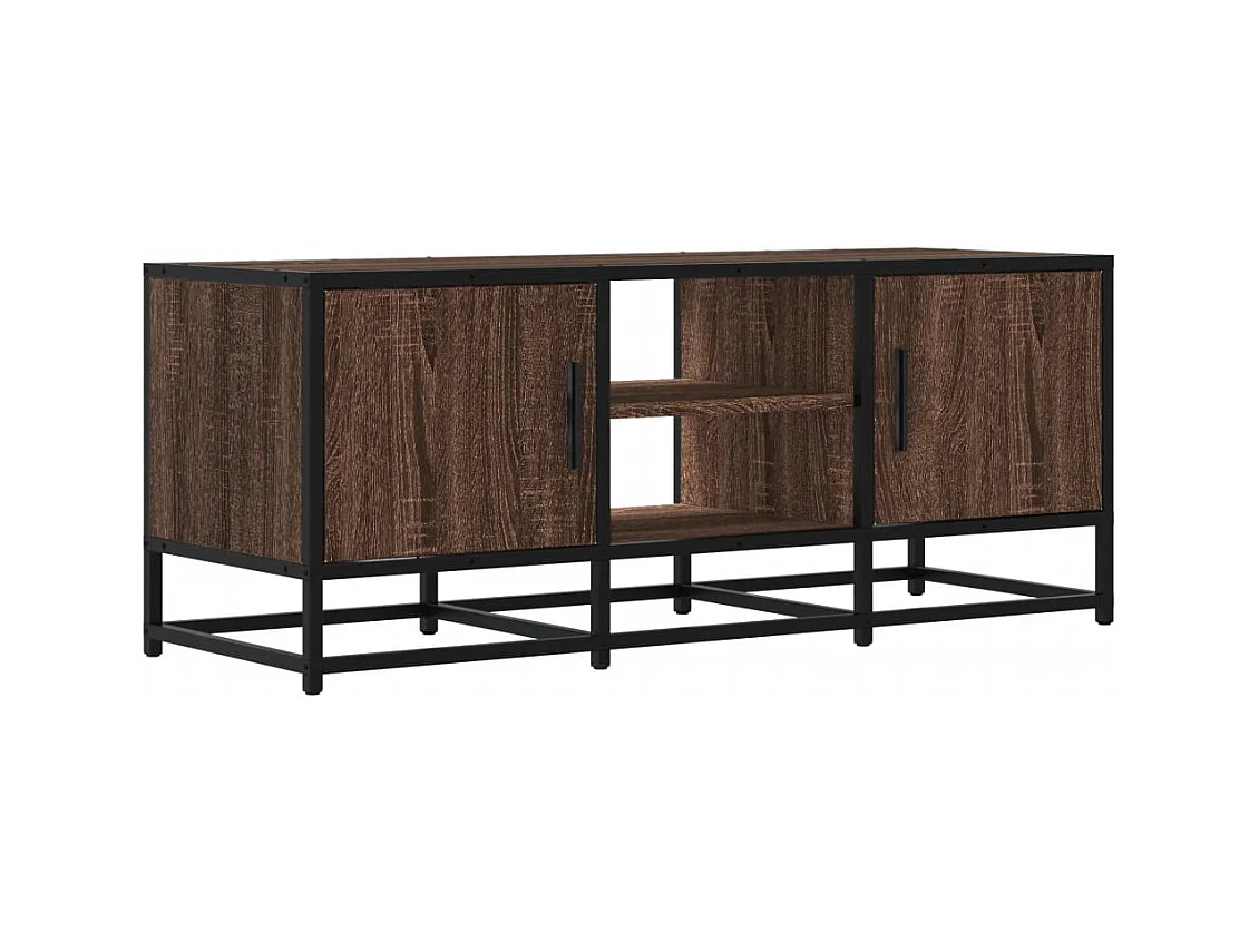 Meuble TV chêne marron 100x35x41 cm bois d'ingénierie et métal