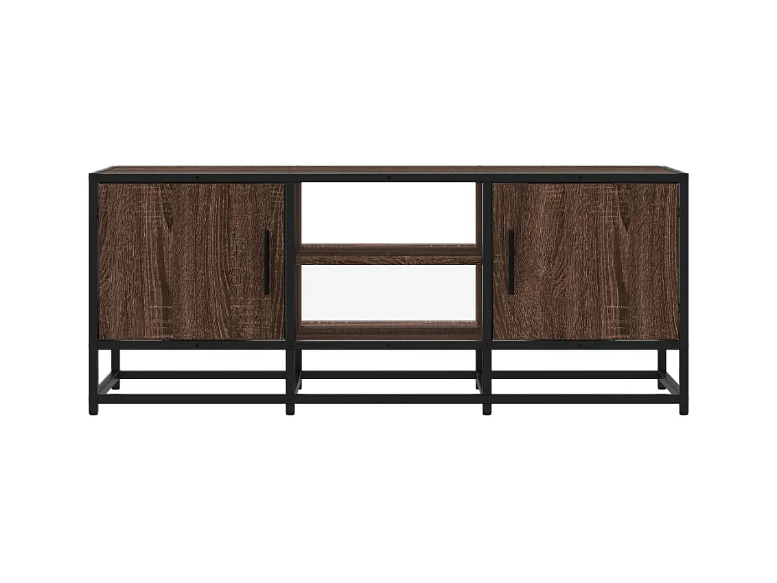 Meuble TV chêne marron 100x35x41 cm bois d'ingénierie et métal