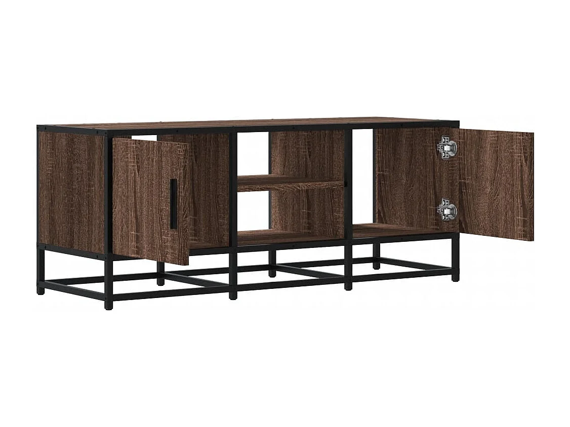 Meuble TV chêne marron 100x35x41 cm bois d'ingénierie et métal