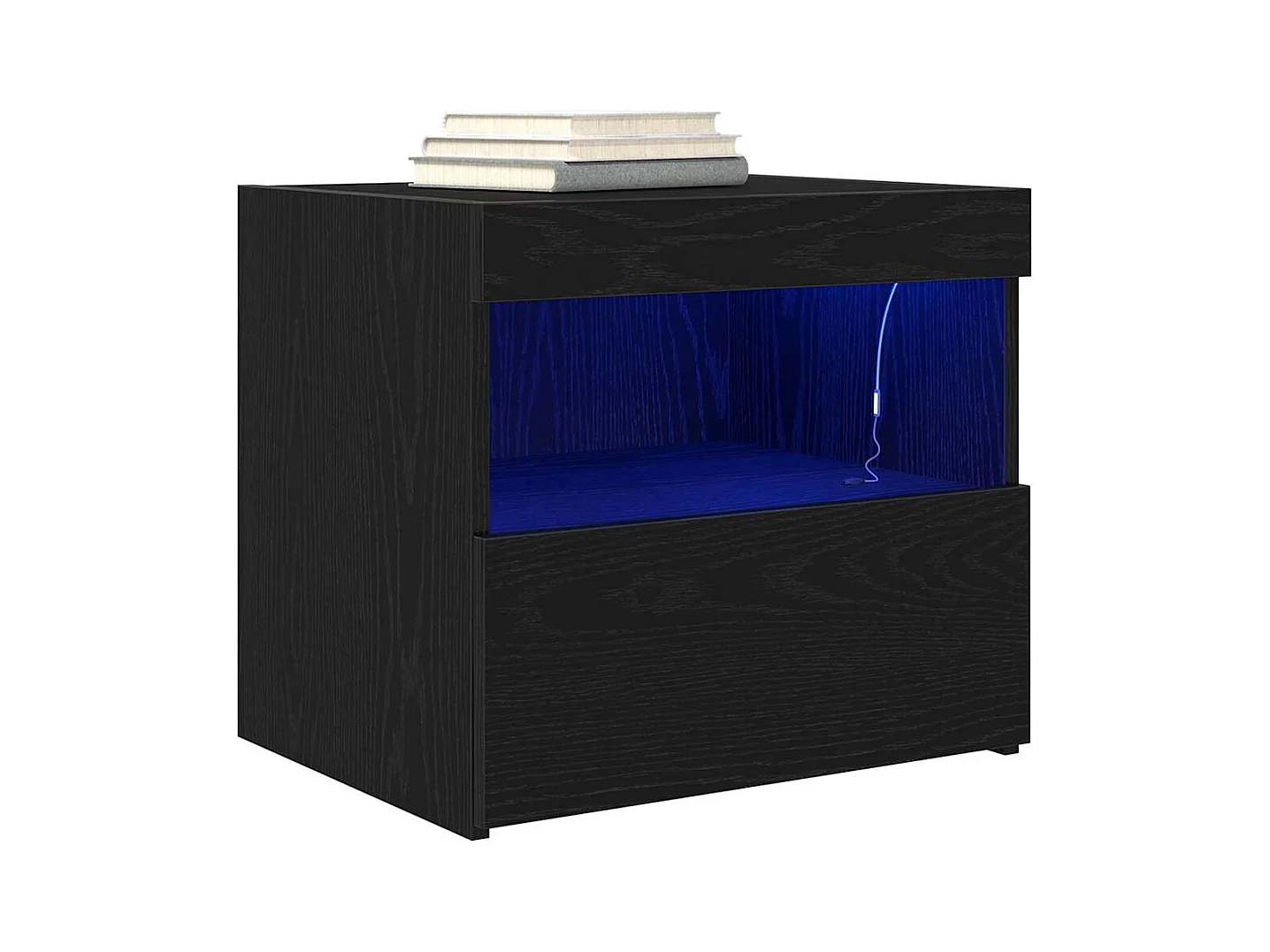 Comodini con luci LED 2 pz Rovere nero 50x40x45 cm
