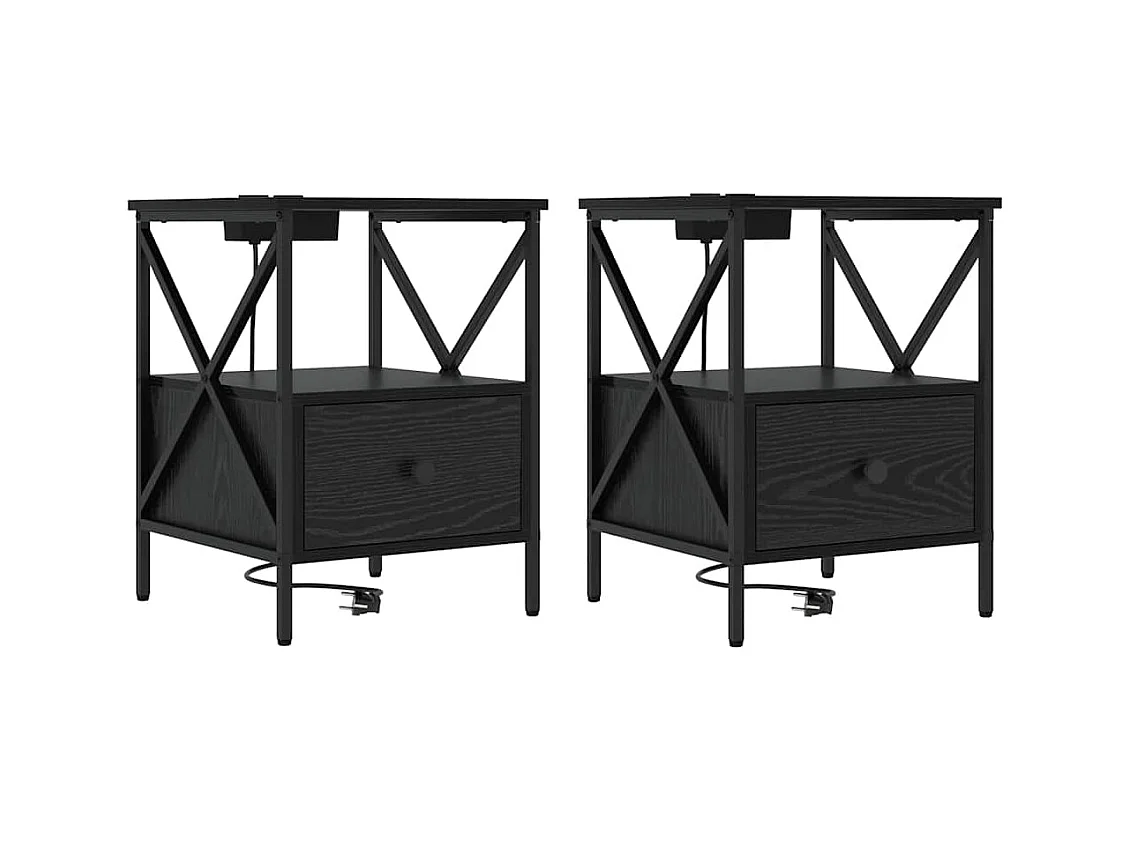Cabinet de chevet 2 pcs Chêne noir 41.5 x 40.5 x 55 cm