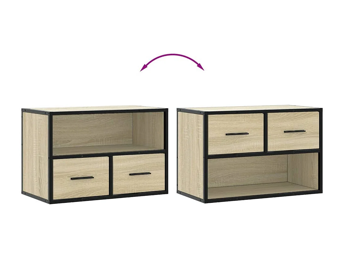 Meuble TV chêne sonoma 60x31x39,5 cm bois d'ingénierie et métal