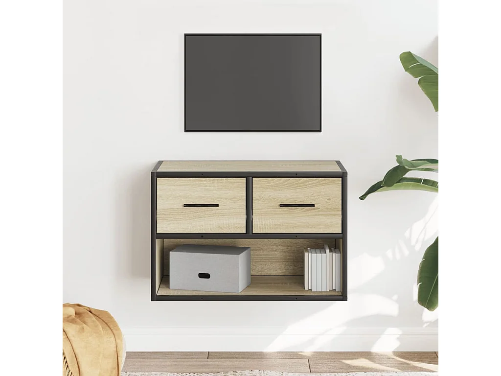 Meuble TV chêne sonoma 60x31x39,5 cm bois d'ingénierie et métal