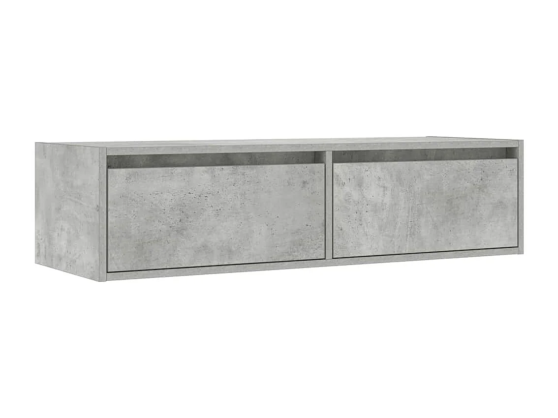 Meuble TV avec lumières LED gris béton 100X35,5x25 cm