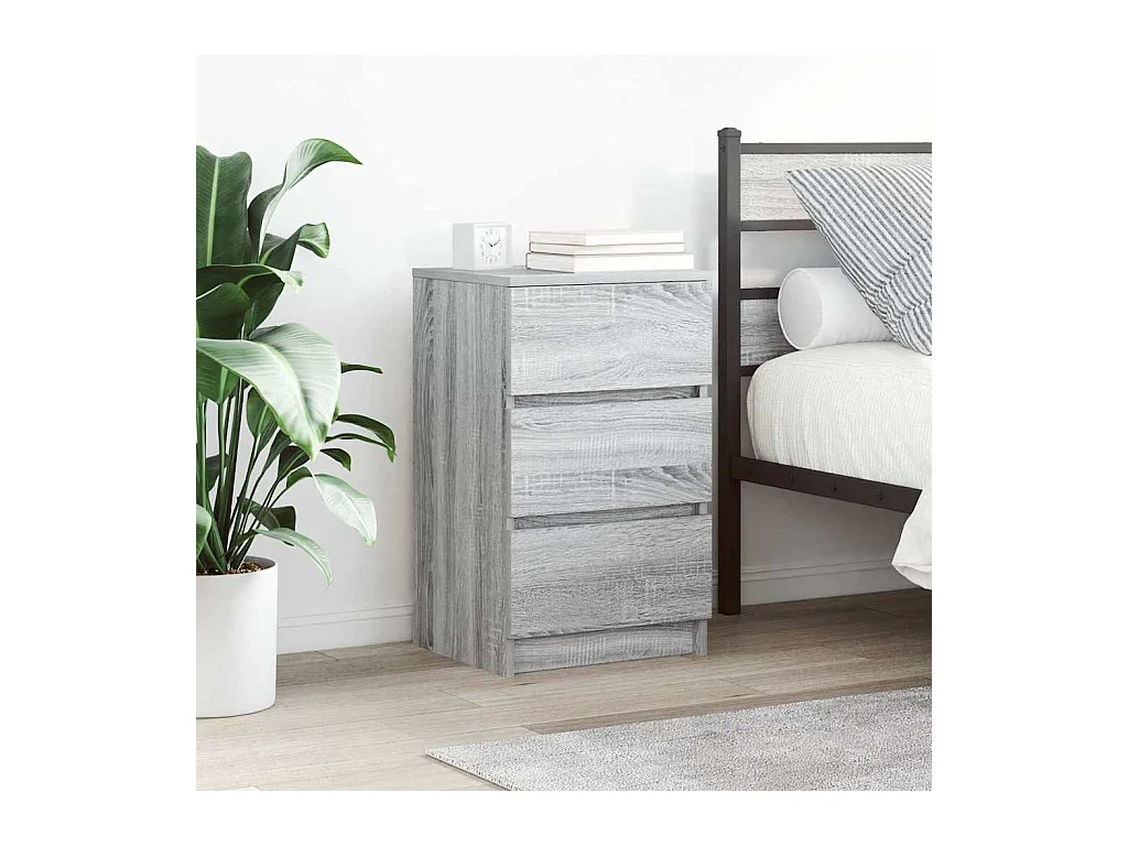 Tables de chevet avec 3 tiroirs 2 pcs sonoma gris 39x35x65 cm