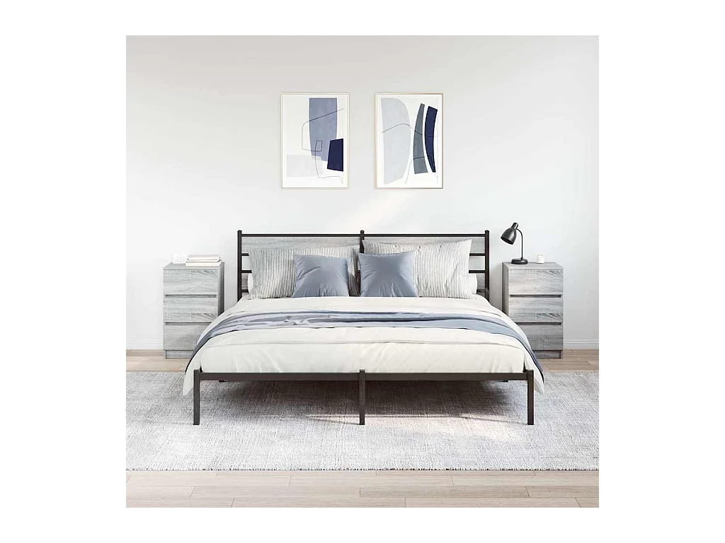 Tables de chevet avec 3 tiroirs 2 pcs sonoma gris 39x35x65 cm