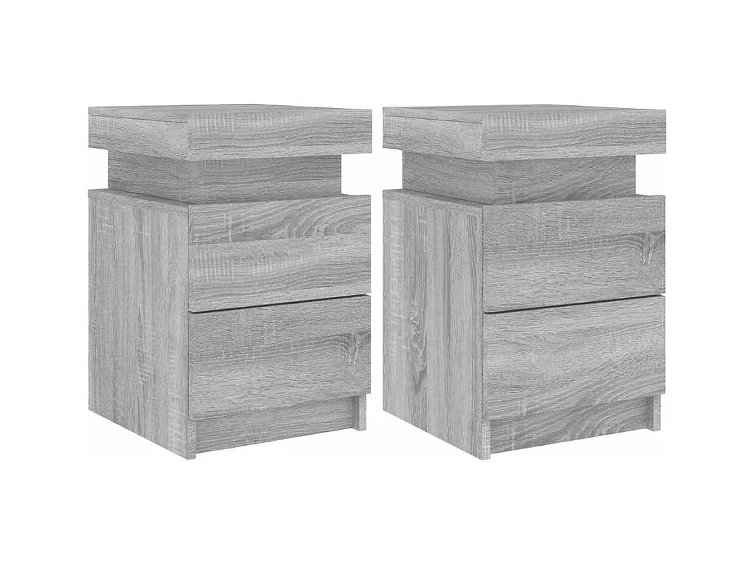 Tables de chevet avec lumières LED 2 pcs sonoma gris 35x39x55cm