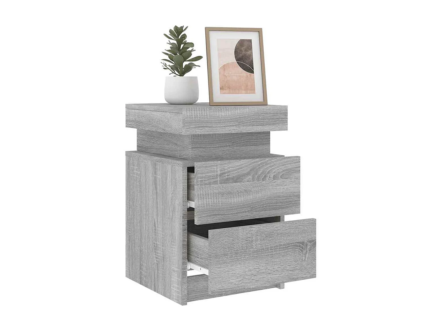 Comodini con luci LED 2 pezzi grigio sonoma 35x39x55cm