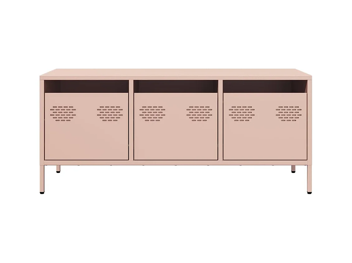Meuble TV rose 101,5x39x43,5 cm acier laminé à froid
