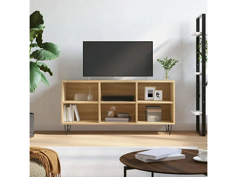 Meuble TV chêne sonoma 103,5x30x50 cm bois d'ingénierie