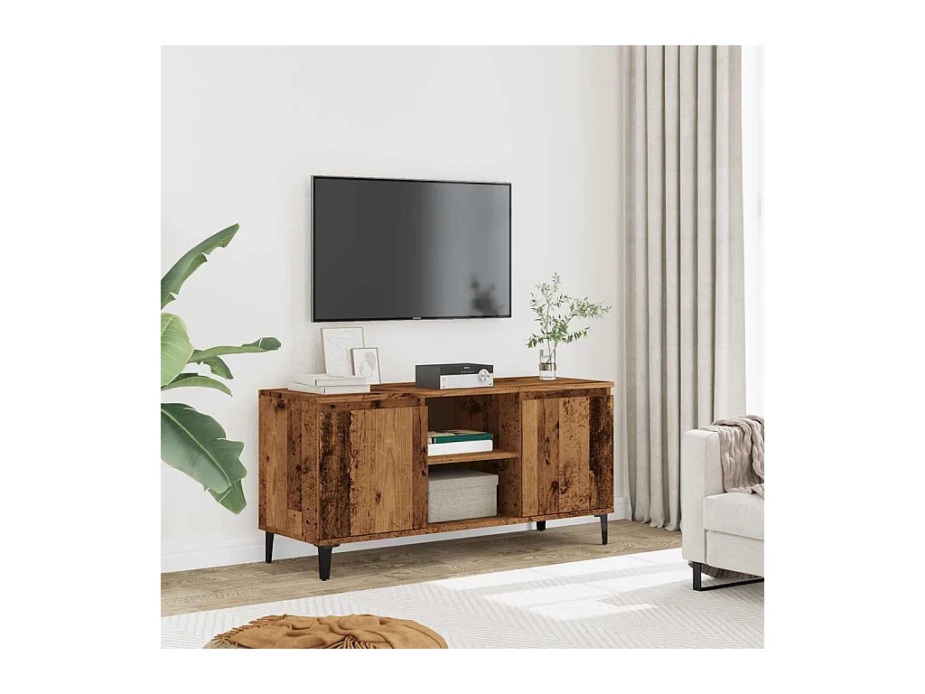 Meuble TV vieux bois 102x35x50 cm bois d'ingénierie