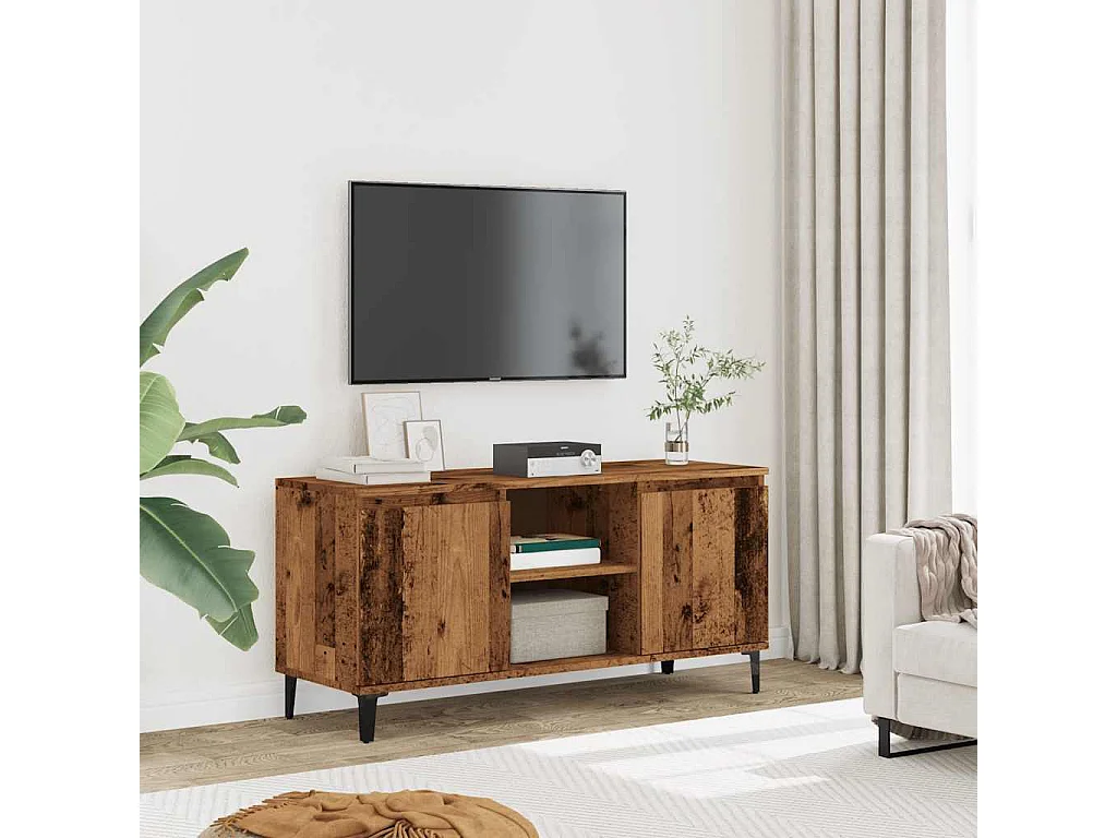 Meuble TV vieux bois 102x35x50 cm bois d'ingénierie