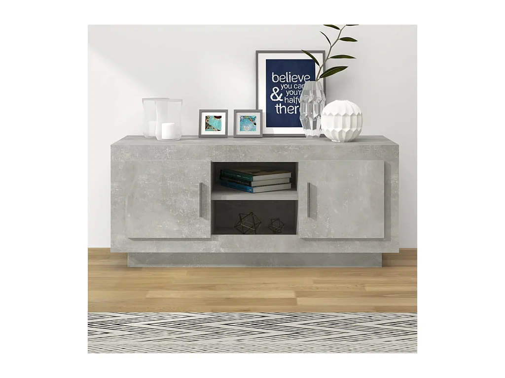Mueble de TV gris hormigón 102x35x45 cm madera de ingeniería
