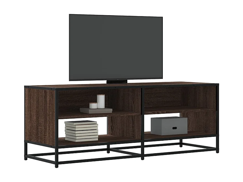 Mobile TV in rovere marrone 120,5x40x46cm in legno ingegnerizzato e metallo