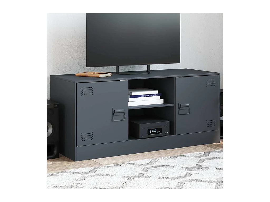 Meuble TV anthracite 99x39x44 cm acier