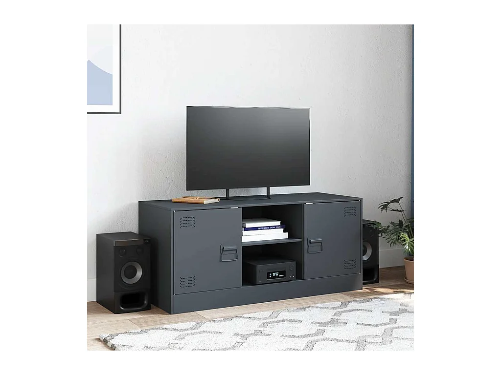 Meuble TV anthracite 99x39x44 cm acier