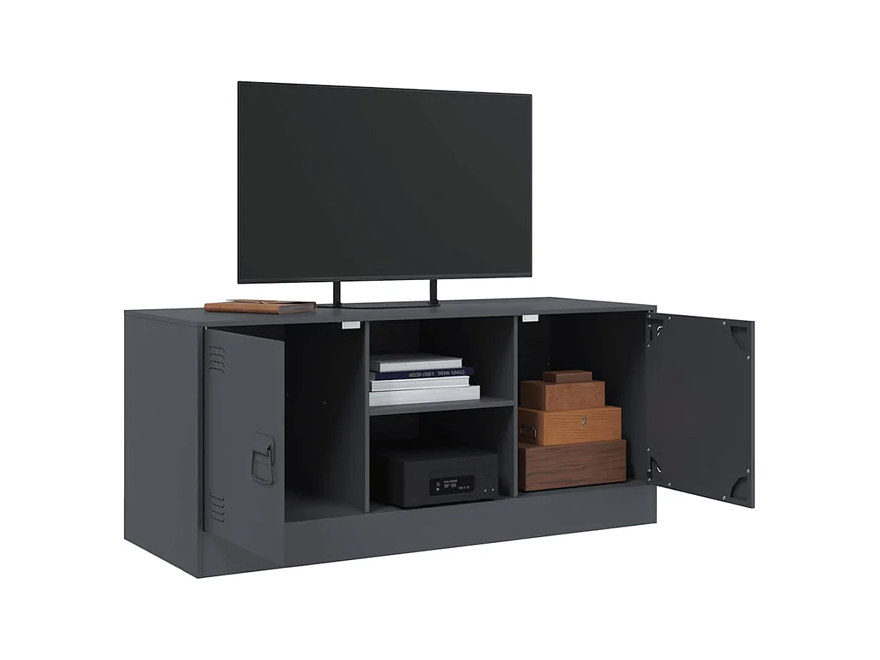 Meuble TV anthracite 99x39x44 cm acier