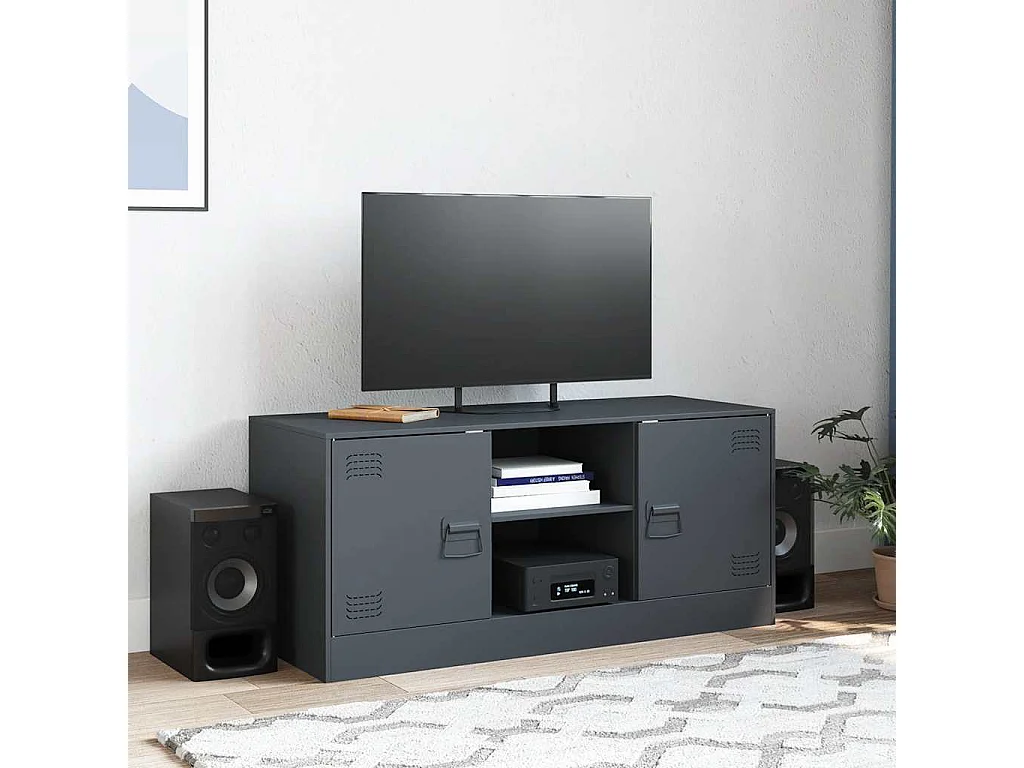 Meuble TV anthracite 99x39x44 cm acier