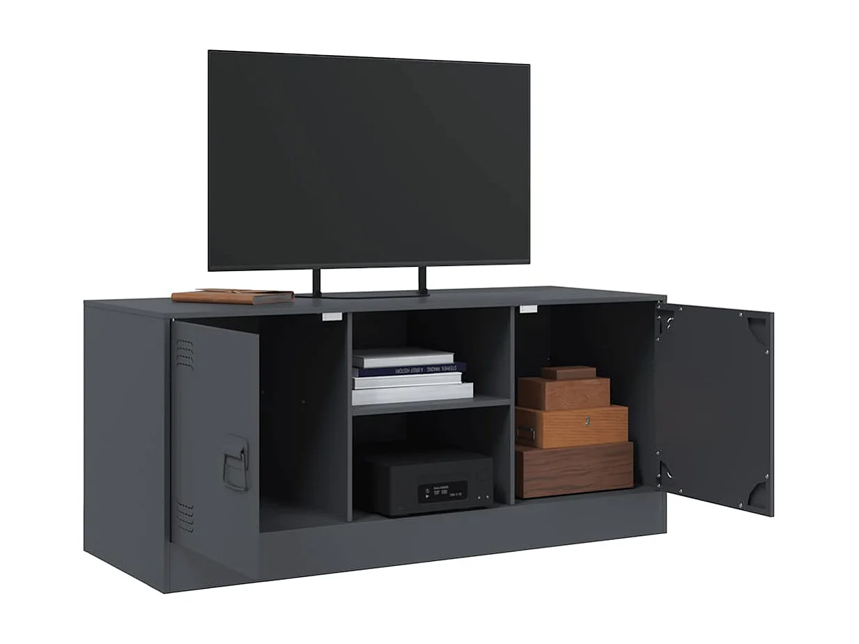 Meuble TV anthracite 99x39x44 cm acier