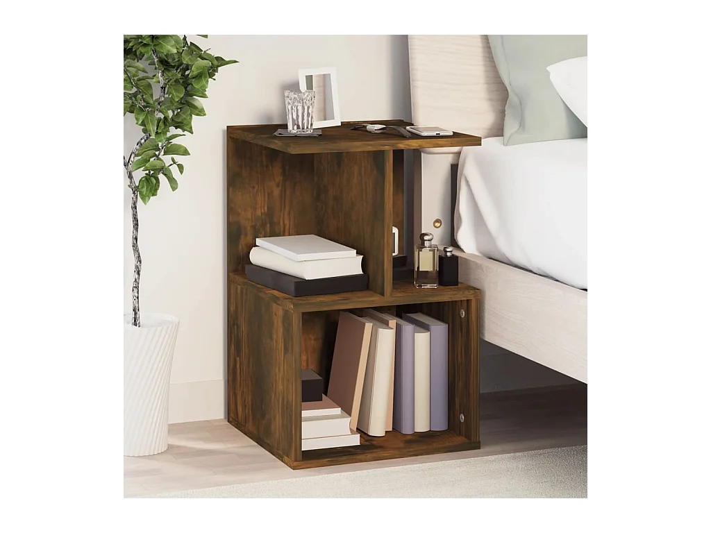 Table de chevet Chêne fumé 35x35x55 cm Bois d'ingénierie