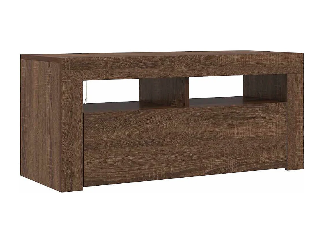 Meuble TV avec lumières LED Chêne marron 90x35x40 cm