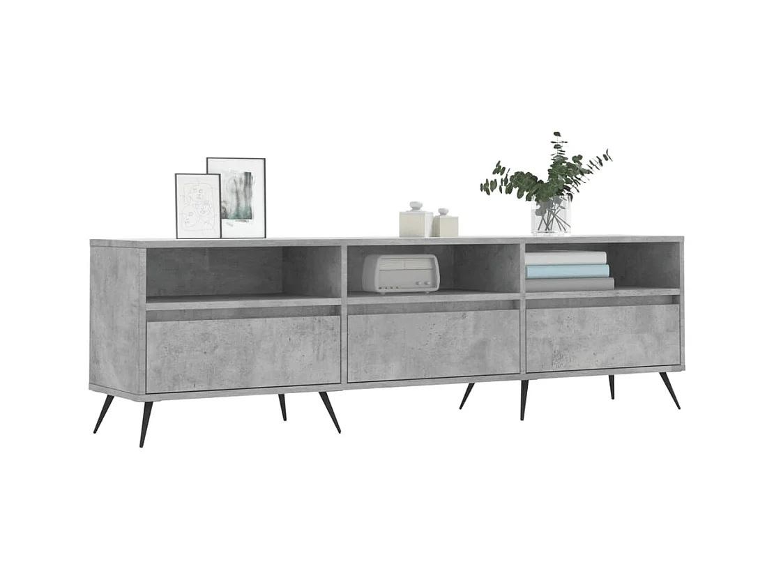 Meuble TV gris béton 150x30x44,5 cm bois d'ingénierie
