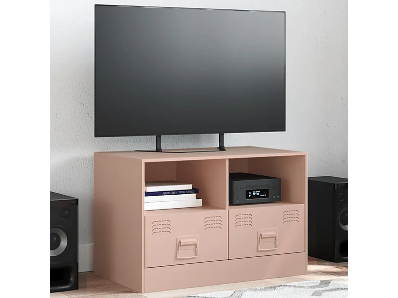 Mobile porta TV rosa 67x39x44 cm in acciaio