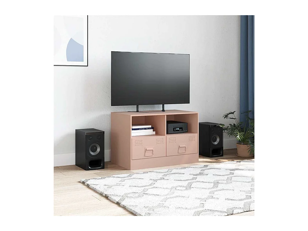 Mobile porta TV rosa 67x39x44 cm in acciaio