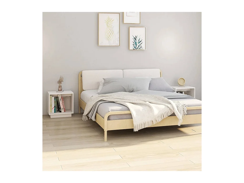 Tables de chevet 2 pcs Blanc 40x30x40 cm Bois de pin solide